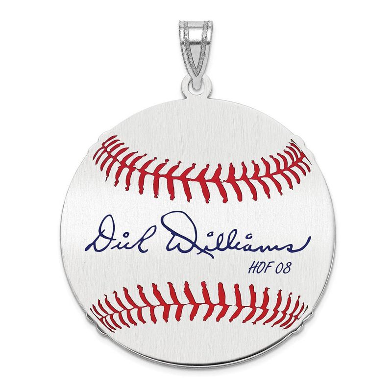 Sterling Silver Dick Williams Signature Lg Enamel Baseball Pendant